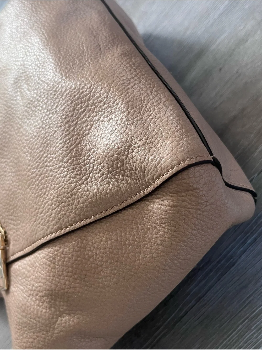 Coach Taupe Pebbled Leather Shoulder Satchel
